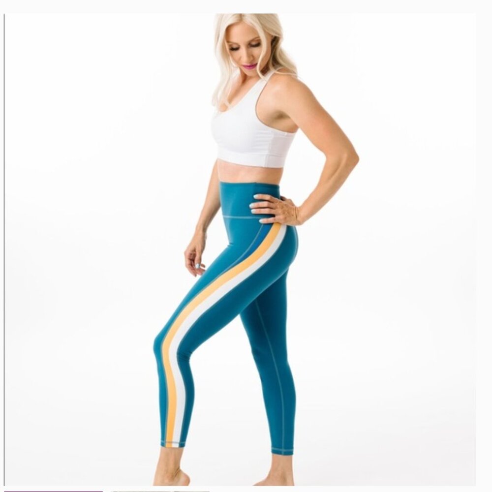Zyia Janis Light N Tight Hi-Rise Side Stripe 7/8 Leggings - Picture 1 of 9